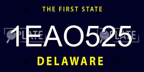 1EAO525 Delaware License Plate
