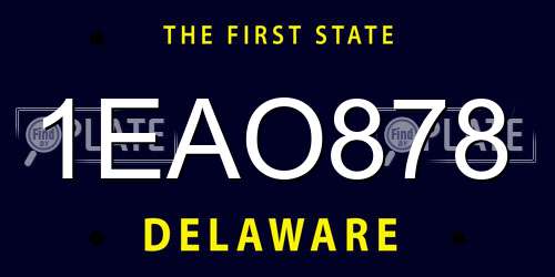 1EAO878 Delaware License Plate