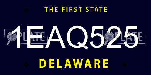 1EAQ525 Delaware License Plate