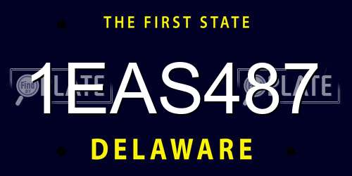 1EAS487 Delaware License Plate