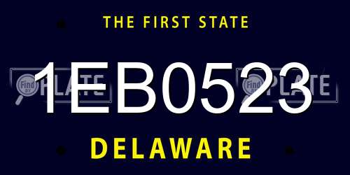 1EB0523 Delaware License Plate