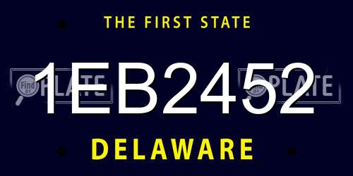 1EB2452 Delaware License Plate