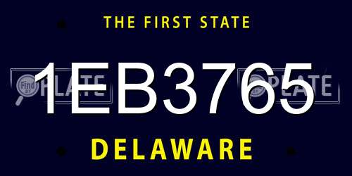 1EB3765 Delaware License Plate