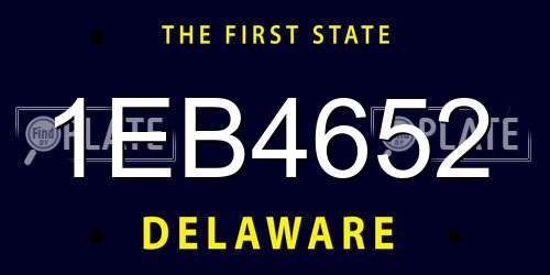 1EB4652 Delaware License Plate