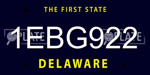 1EBG922 Delaware License Plate