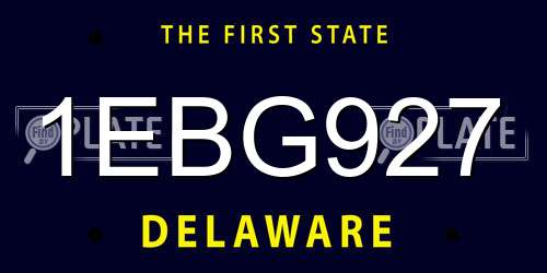 1EBG927 Delaware License Plate