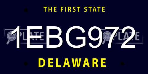 1EBG972 Delaware License Plate