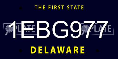 1EBG977 Delaware License Plate