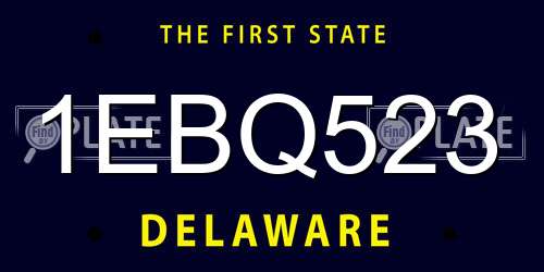 1EBQ523 Delaware License Plate
