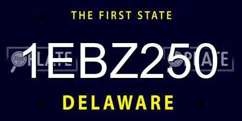 1EBZ250 Delaware License Plate