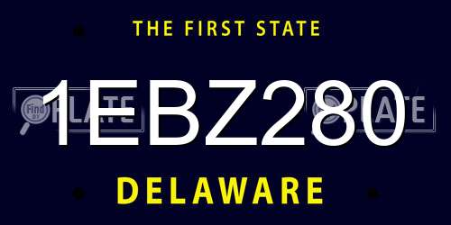 1EBZ280 Delaware License Plate