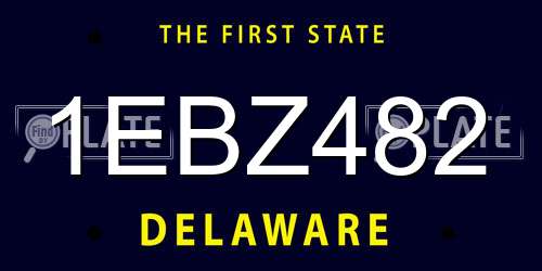 1EBZ482 Delaware License Plate