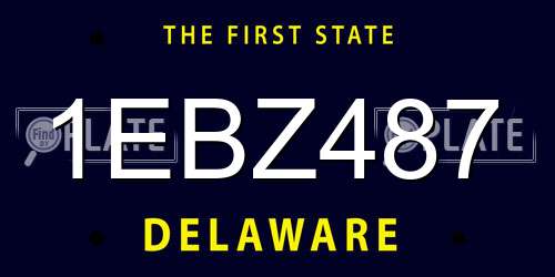 1EBZ487 Delaware License Plate