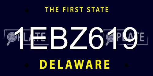 1EBZ619 Delaware License Plate