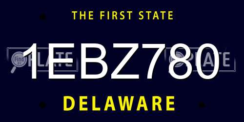 1EBZ780 Delaware License Plate