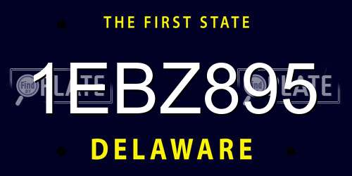 1EBZ895 Delaware License Plate