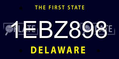 1EBZ898 Delaware License Plate