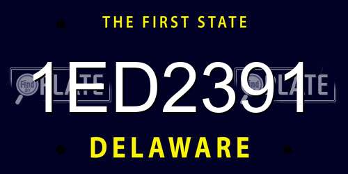 1ED2391 Delaware License Plate