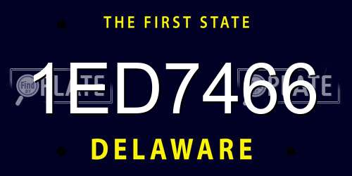 1ED7466 Delaware License Plate