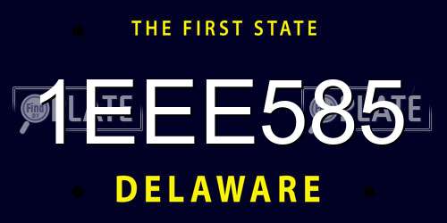 1EEE585 Delaware License Plate