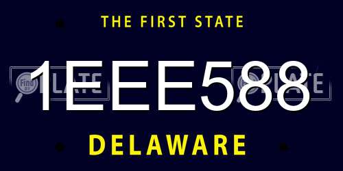 1EEE588 Delaware License Plate