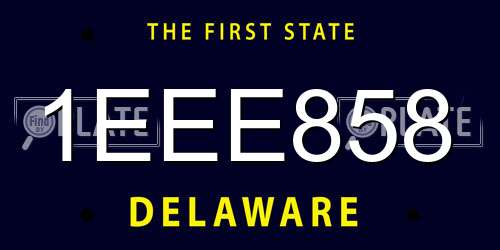 1EEE858 Delaware License Plate