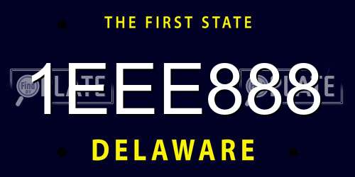 1EEE888 Delaware License Plate