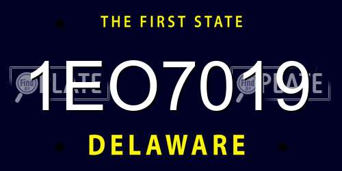 1EO7019 Delaware License Plate