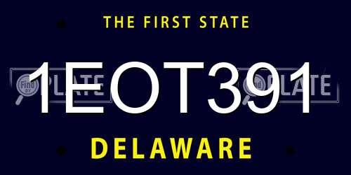 1EOT391 Delaware License Plate