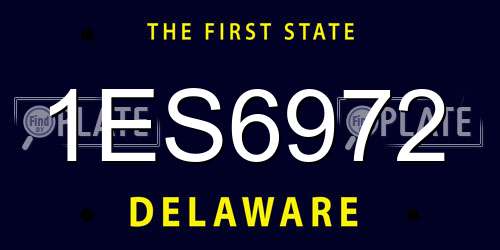 1ES6972 Delaware License Plate