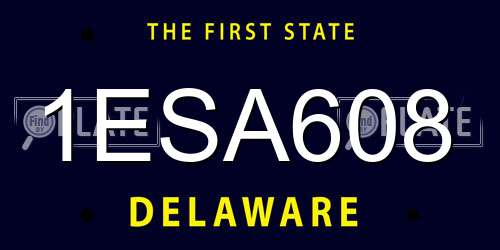 1ESA608 Delaware License Plate