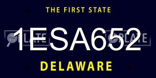 1ESA652 Delaware License Plate