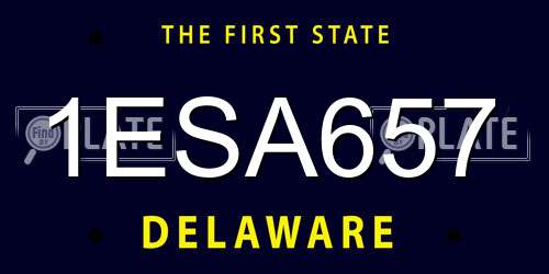 1ESA657 Delaware License Plate