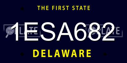 1ESA682 Delaware License Plate