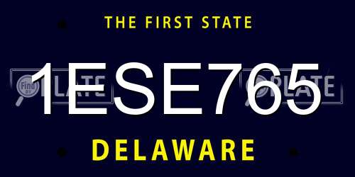 1ESE765 Delaware License Plate