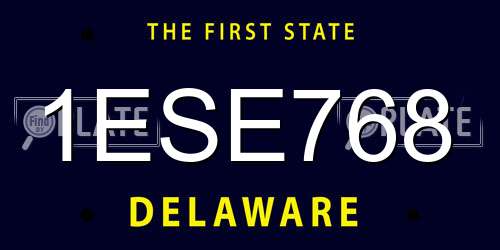 1ESE768 Delaware License Plate