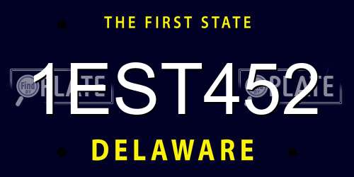 1EST452 Delaware License Plate