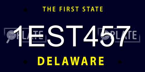 1EST457 Delaware License Plate