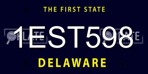 1EST598 Delaware License Plate