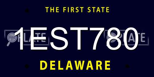 1EST780 Delaware License Plate