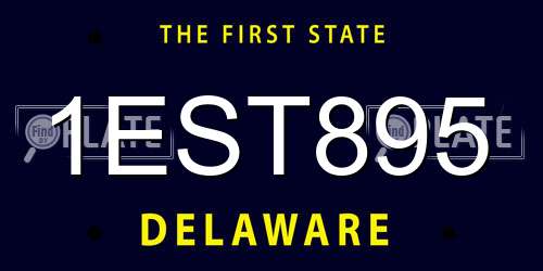 1EST895 Delaware License Plate