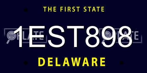 1EST898 Delaware License Plate
