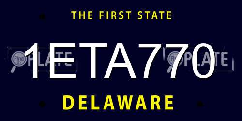 1ETA770 Delaware License Plate