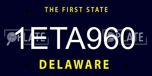 1ETA960 Delaware License Plate