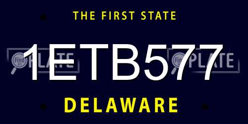 1ETB577 Delaware License Plate