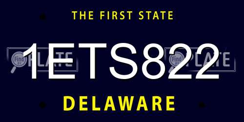 1ETS822 Delaware License Plate