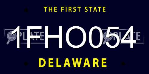1FHO054 Delaware License Plate