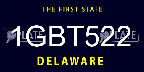 1GBT522 Delaware License Plate