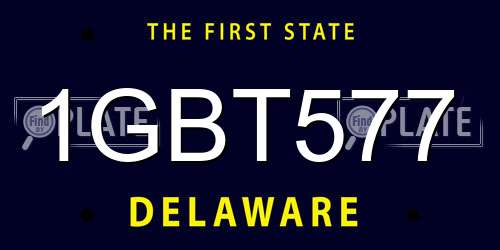 1GBT577 Delaware License Plate