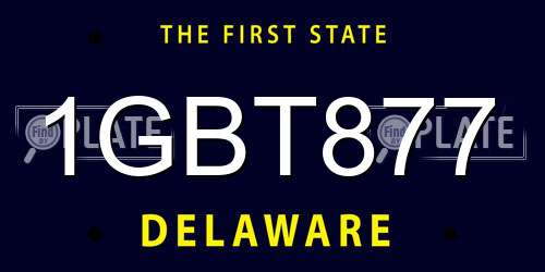 1GBT877 Delaware License Plate